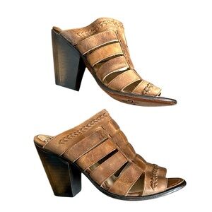 Women's Tan Heeled Mules